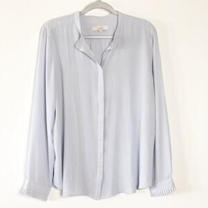 Loft Large Top Blue Ruffle Sleeve Button Front Blouse Ligt Blue